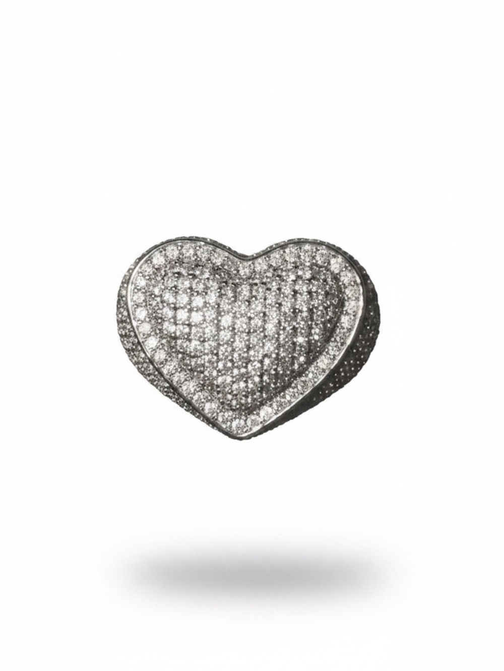 Sterling Silver Pave Heart Charm Pendant - Silver